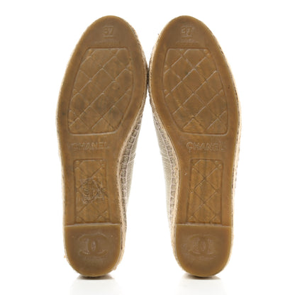 Chanel Toile Sequin CC Espadrilles 37 Beige Black 5 of 9