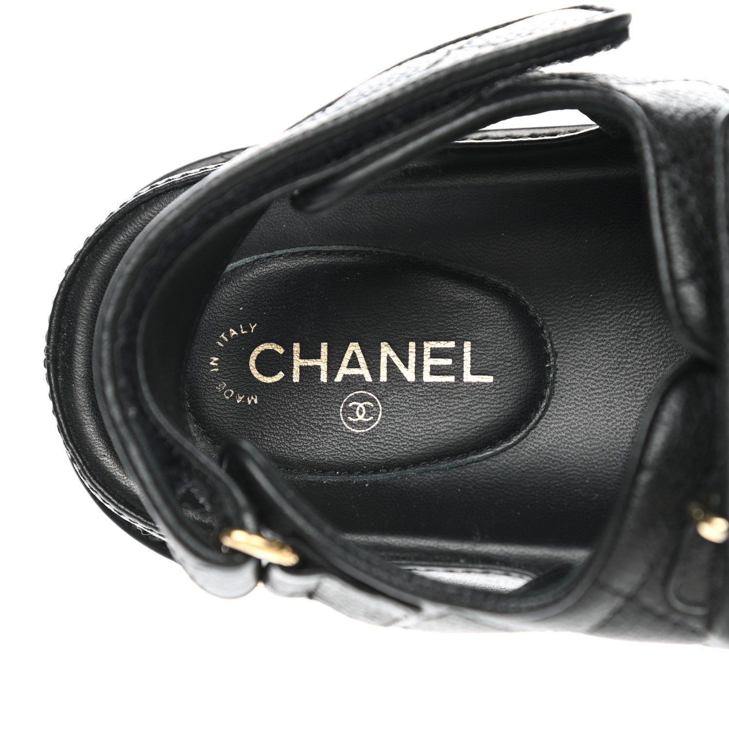 Chanel Grained Calfskin Velcro Dad Sandals 37 Black 7 of 9