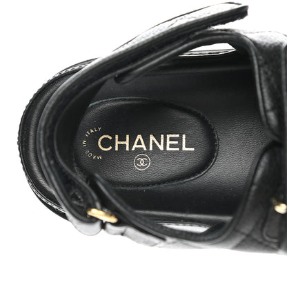 Chanel Grained Calfskin Velcro Dad Sandals 37 Black 7 of 9