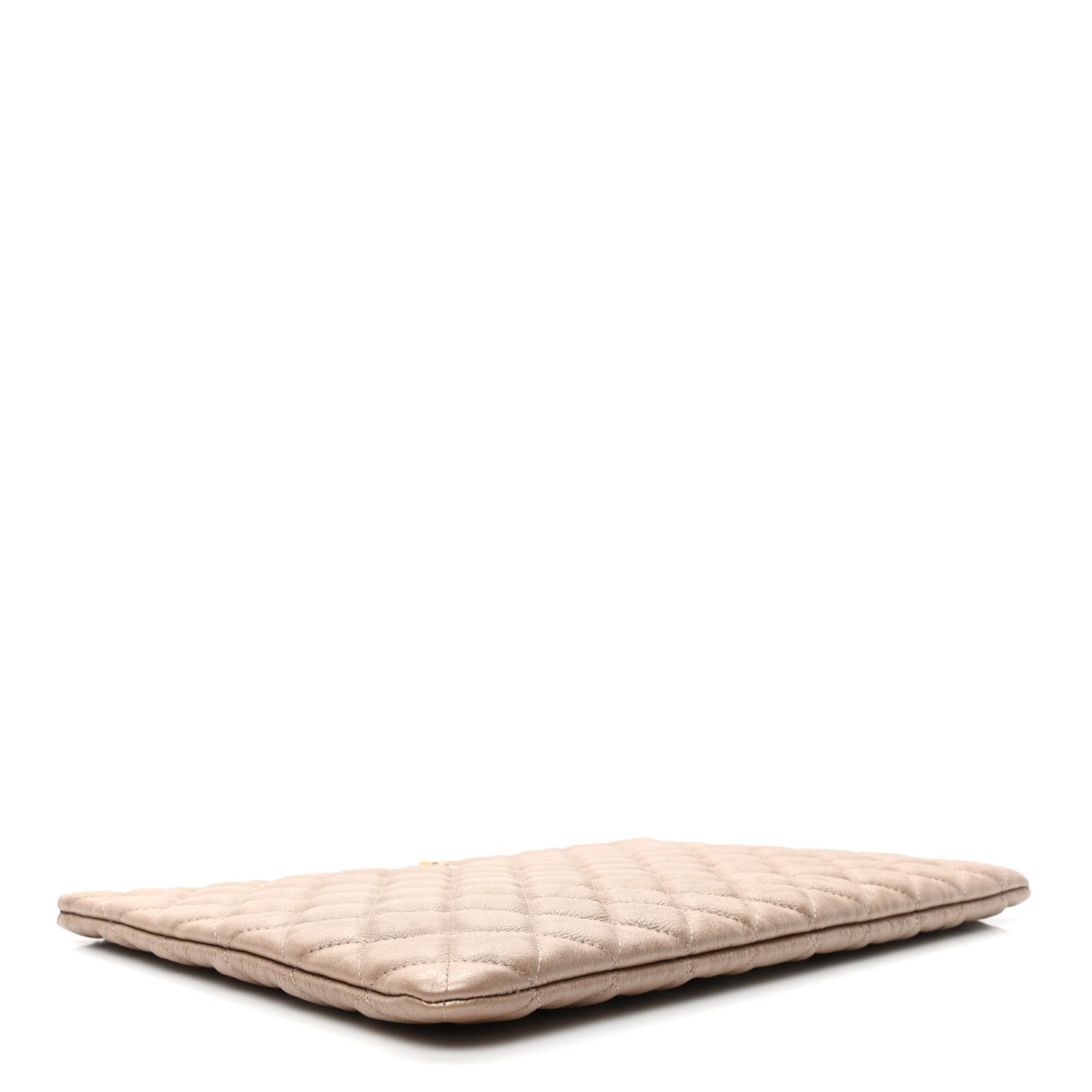 Iridescent Lambskin Quilted Medium Cosmetic Case Ivory