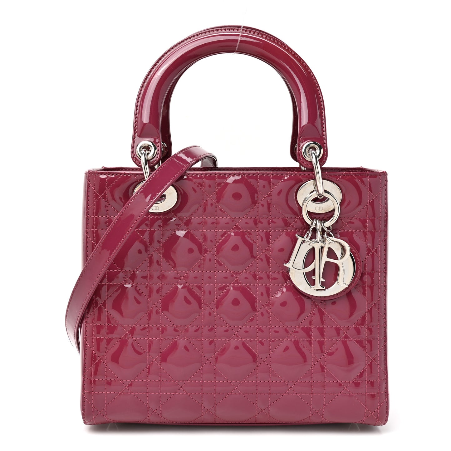 Patent Cannage Medium Lady Dior Dark Pink