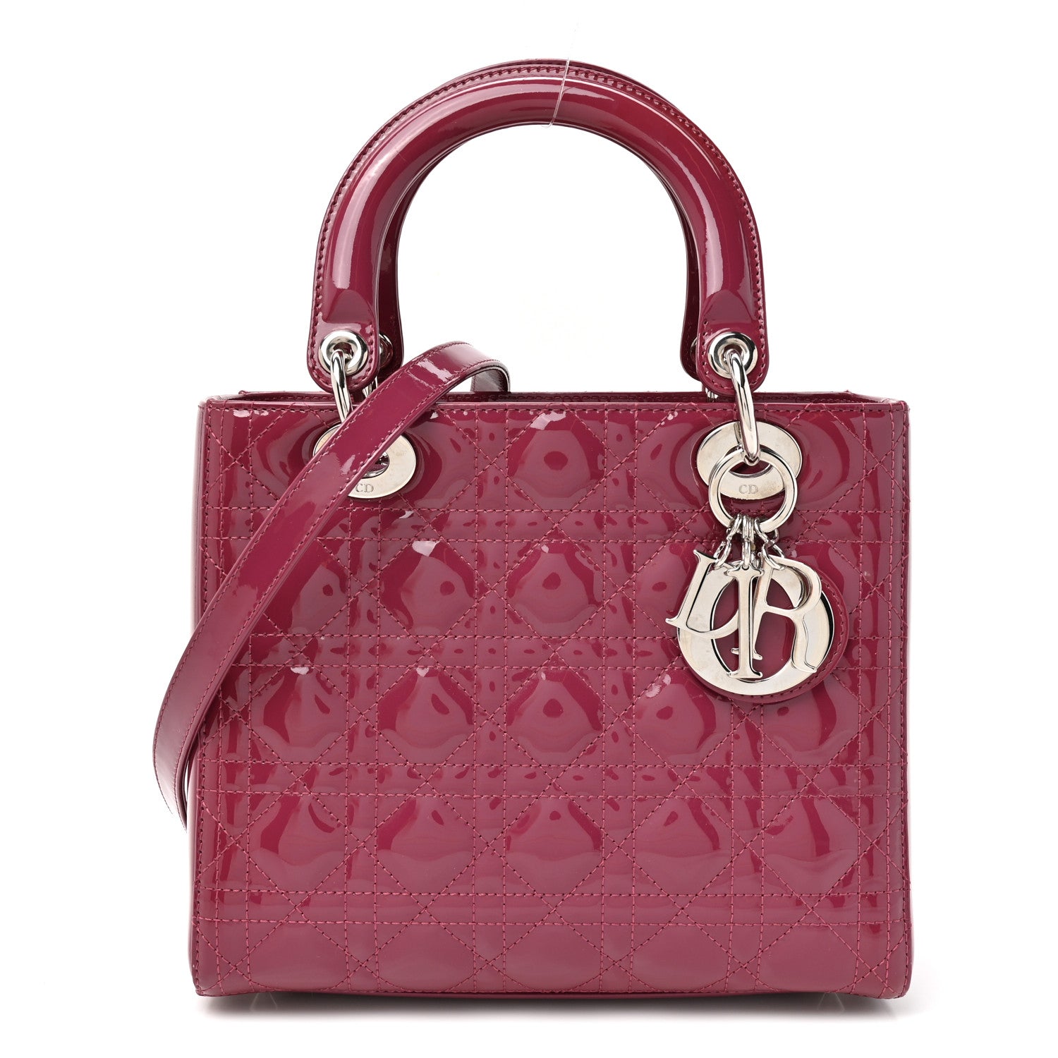 Christian Dior Patent Cannage Medium Lady Dior Dark Pink 1 of 9