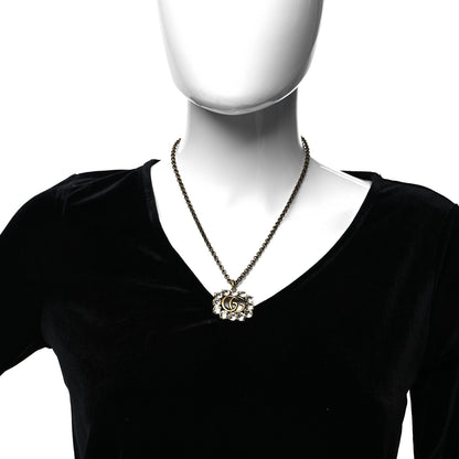 Gucci Crystal Embellished Double G Necklace Aged Gold 2 of 5