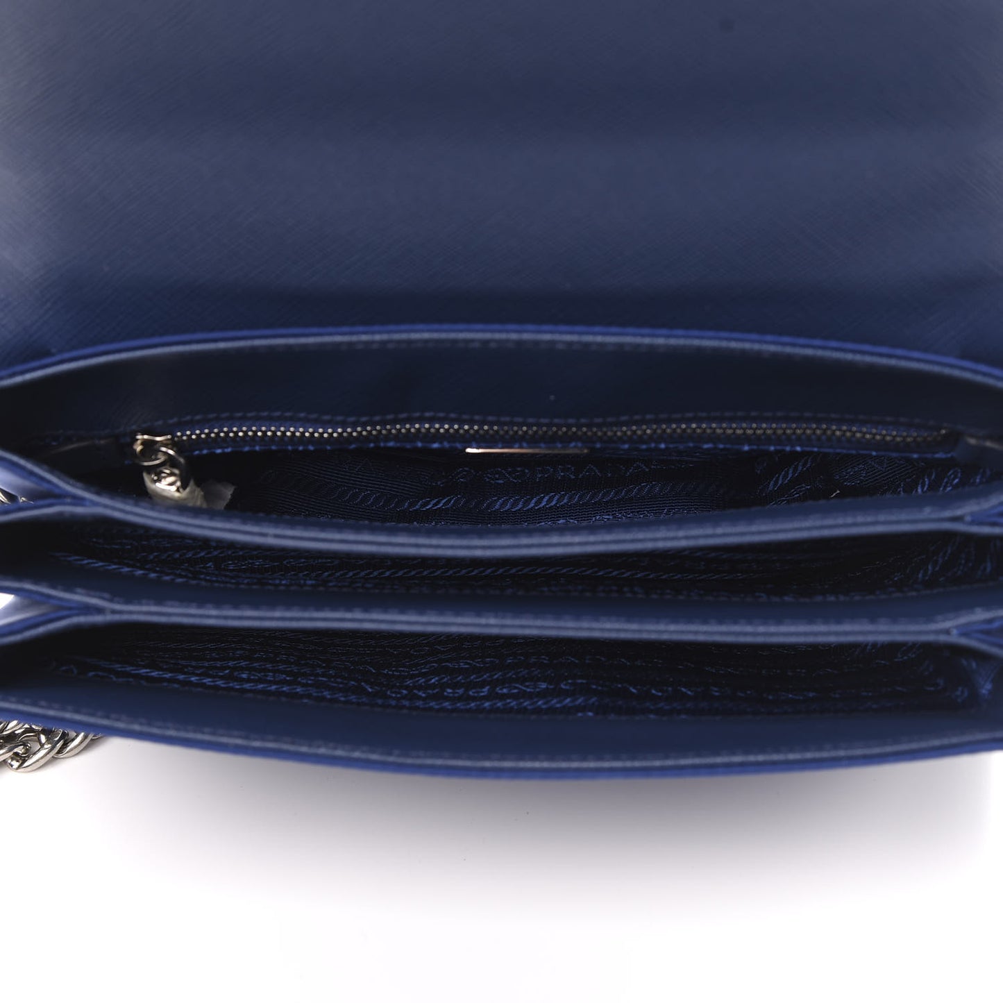 Saffiano Tessuto Nylon Chain Shoulder Bag Bluette