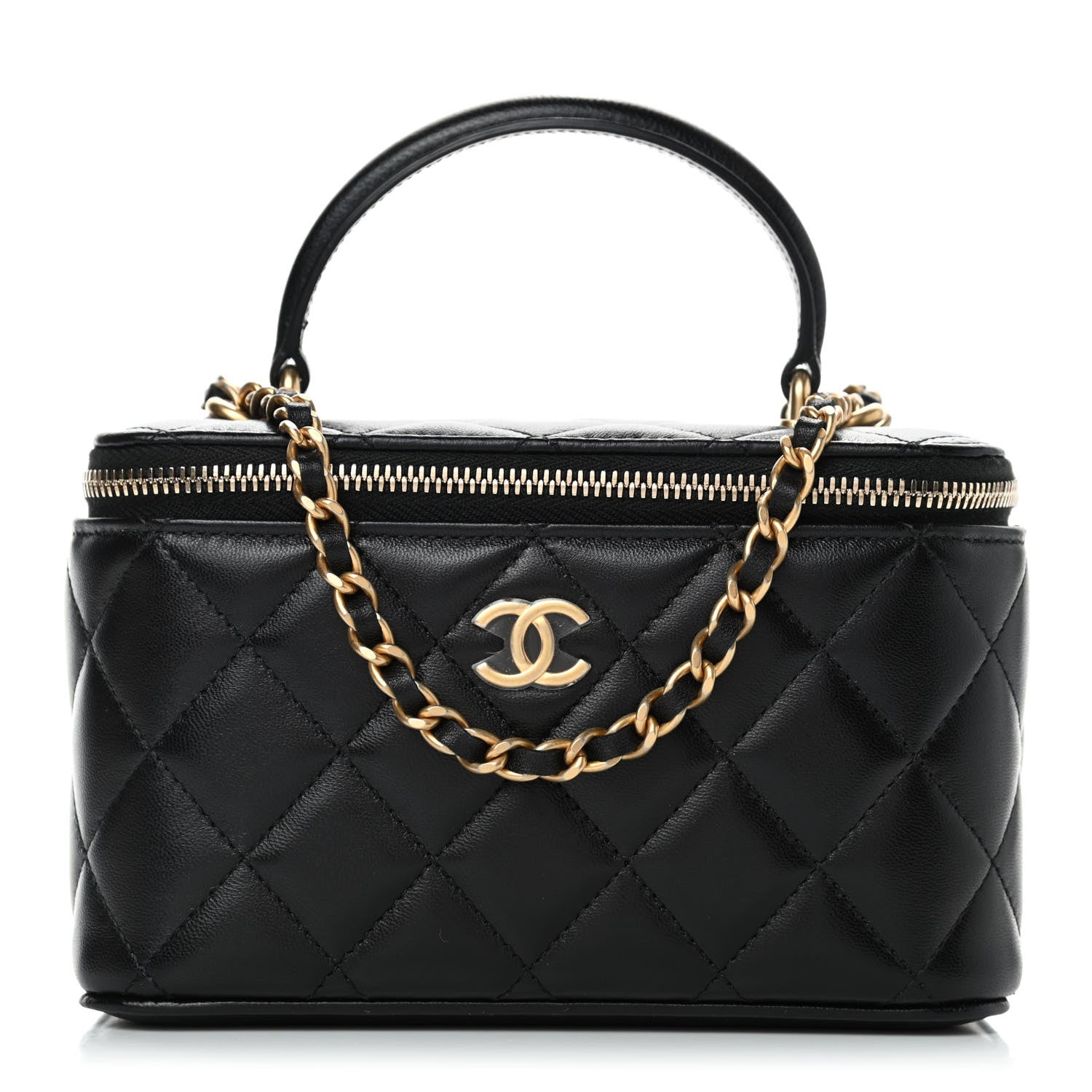 Chanel Lambskin Quilted Small Top Handle Vanity Case With Chain Black 1 of 4