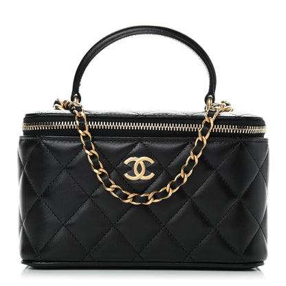Chanel Lambskin Quilted Small Top Handle Vanity Case With Chain Black 1 of 4