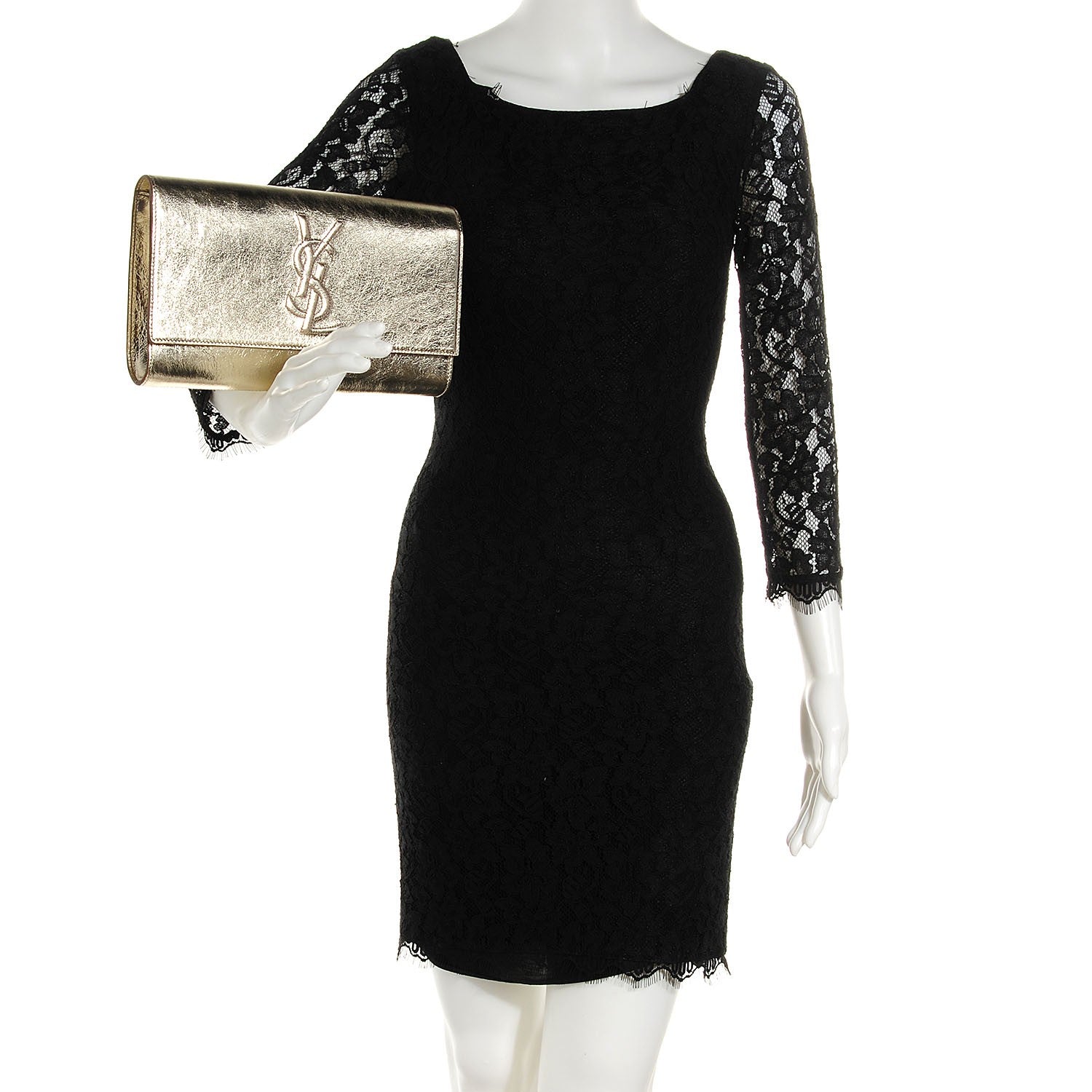 Saint Laurent Metallic Leather Large Belle De Jour Clutch Gold 2 of 7