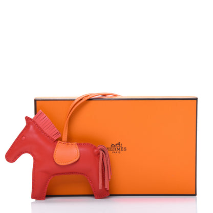 Hermes Milo Lambskin Grigri Rodeo Horse Bag Charm MM Rouge Rose Indien Jaipur Feu 4 of 4