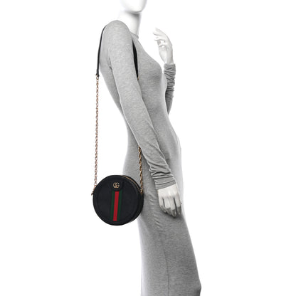 Gucci Grained Calfskin Web Mini Ophidia Round Shoulder Bag Black 2 of 12