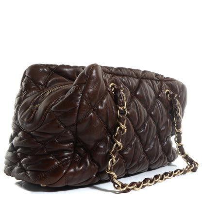 Chanel Lambskin Bubble Quilt Bowler Brown 3 of 7