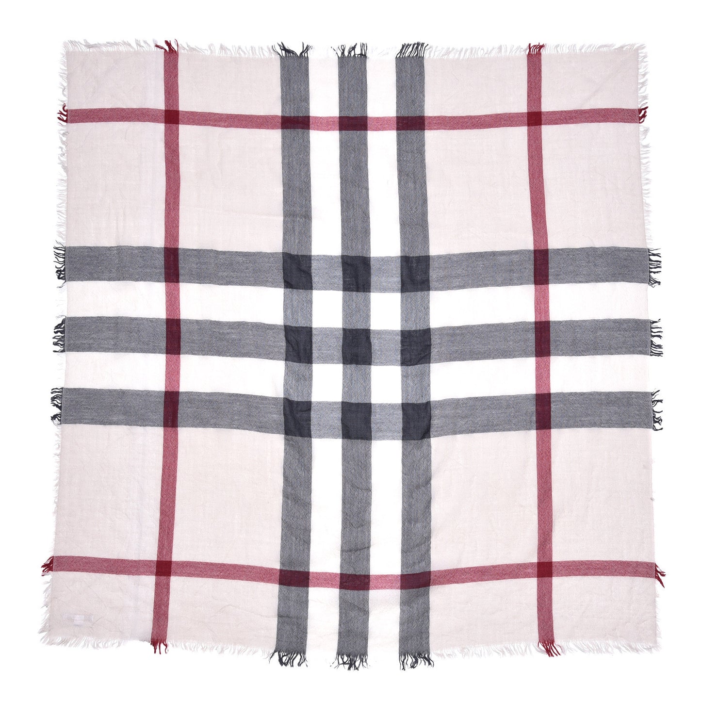 Merino Wool Check Square Scarf Stone