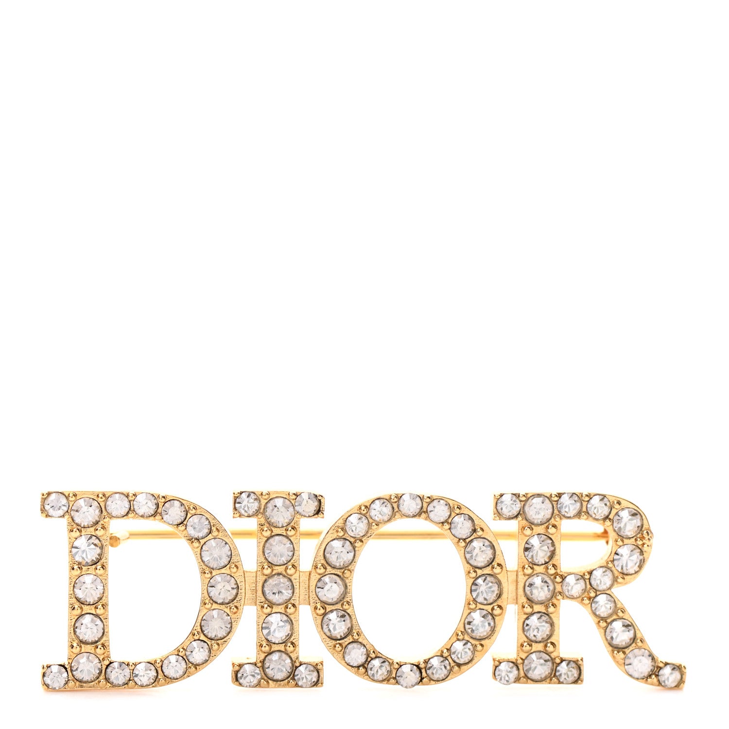 Christian Dior Crystal Dior Logo Brooch Gold 1 of 3