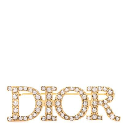 Christian Dior Crystal Dior Logo Brooch Gold 1 of 3