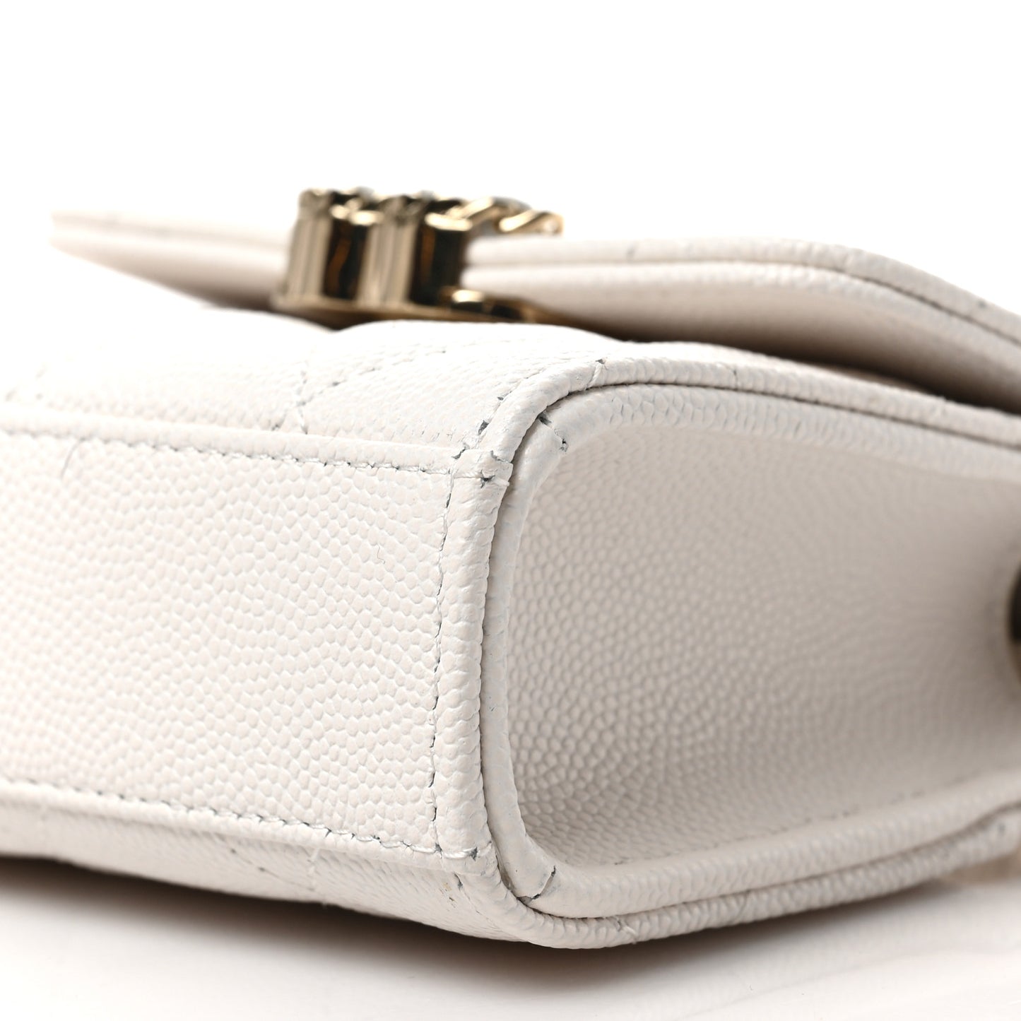 Caviar Quilted Chain Top Handle With Chain White