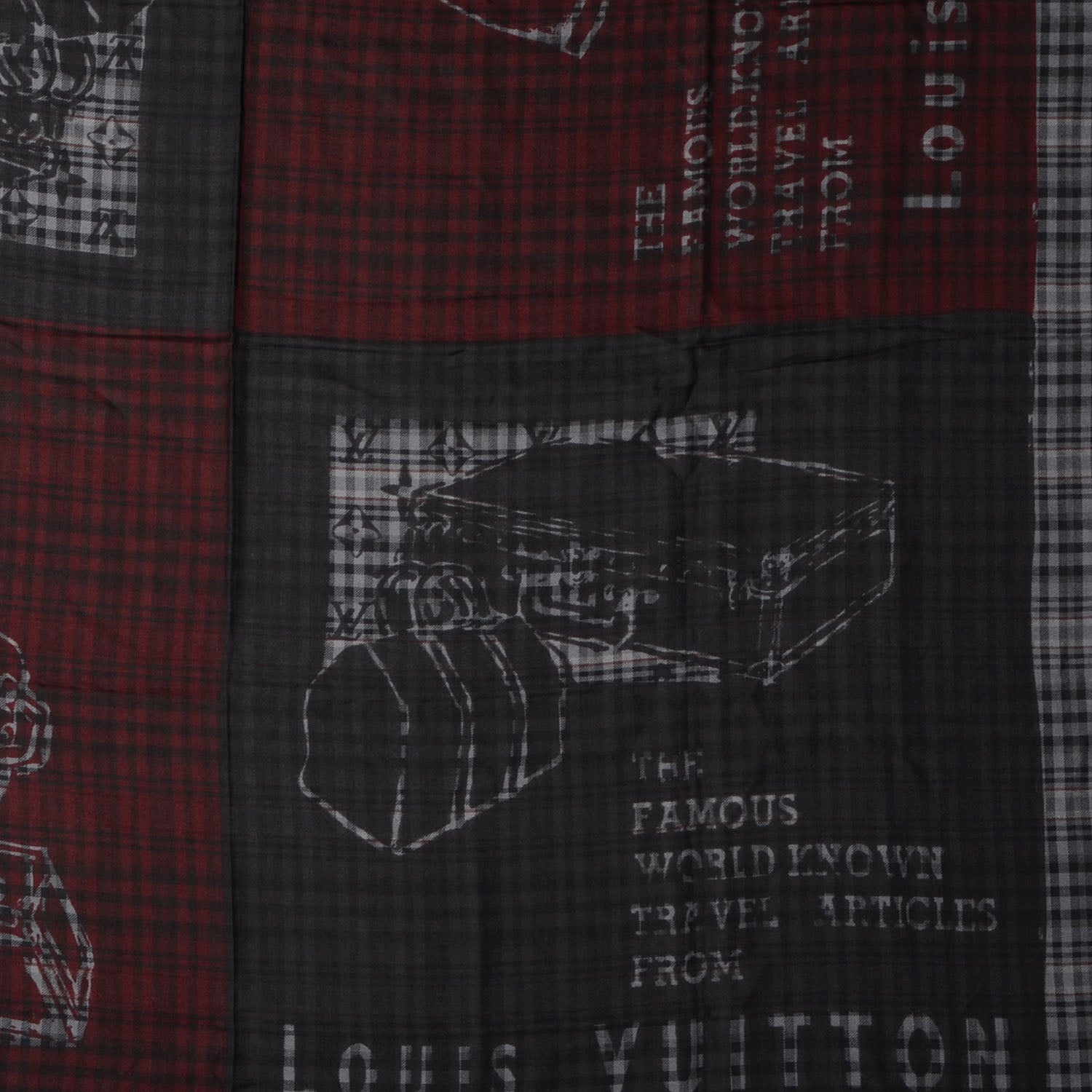 Louis Vuitton Mens Fleece Wool Silk Trunks Shawl Gris Rouge 1 of 4