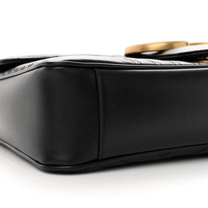 Gucci Calfskin Matelasse Medium GG Marmont Shoulder Bag Black 9 of 11