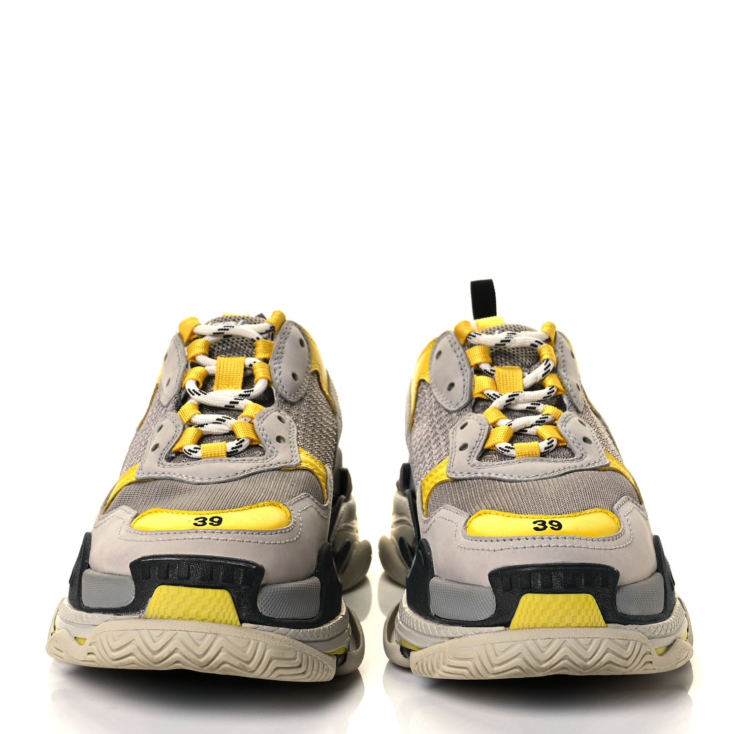 Fabric Mesh Mens Triple S Sneakers 39 Yellow Grey White