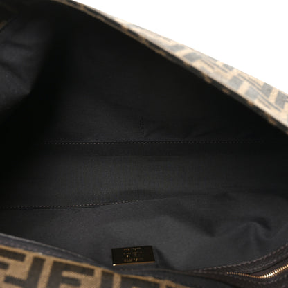 Fendi Fabric Jacquard FF 1974 Maxi Baguette Tobacco Moro Black 5 of 10