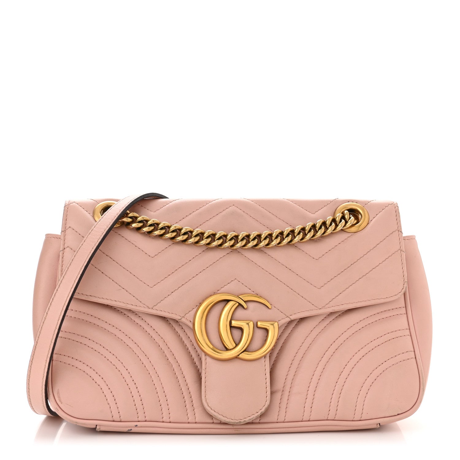 Gucci Calfskin Matelasse Small GG Marmont Shoulder Bag Perfect Pink 1 of 10
