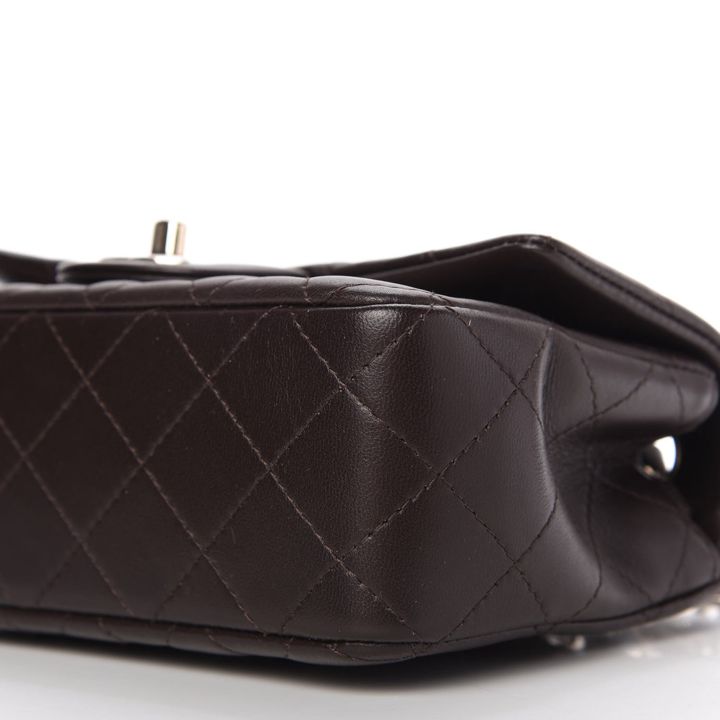 Lambskin Quilted Mini Rectangular Flap Dark Brown