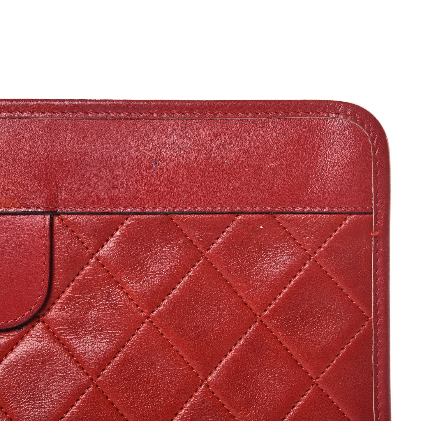 Lambskin Quilted CC Clutch Red