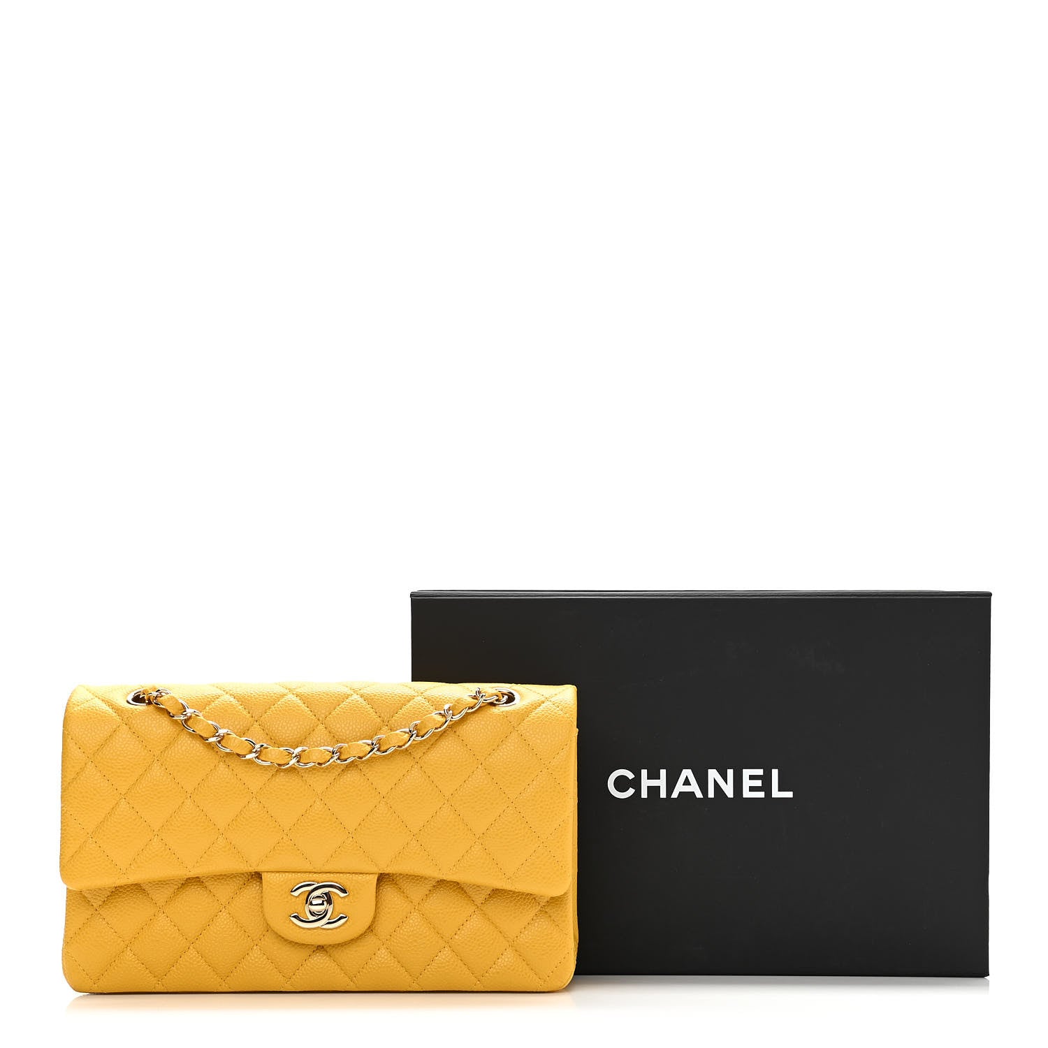 Chanel Caviar Quilted Medium Double Flap Yellow 12 of 12