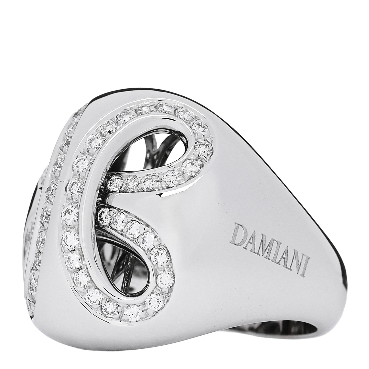 Damiani 18K White Gold Diamond Infinity Dome Ring 55 7.25 3 of 7