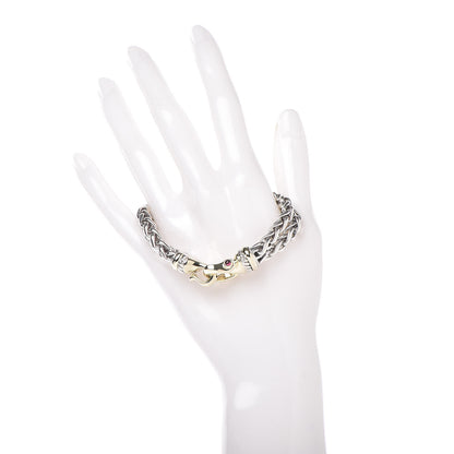 David Yurman Sterling Silver 14K Yellow Gold Red Tourmaline Double Wheat Buckle Bracelet 2 of 6