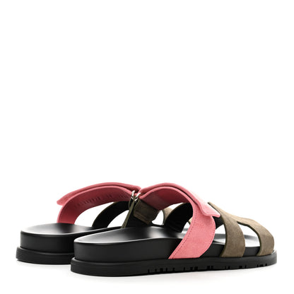 Hermes Suede Goatskin Womens Chypre Sandals 38 Toundra Rose Du Desert 4 of 8