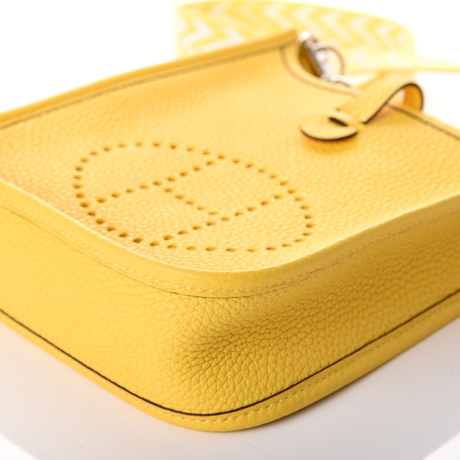 Hermes Taurillon Clemence Amazone Evelyne TPM Jaune De Naples White 6 of 9