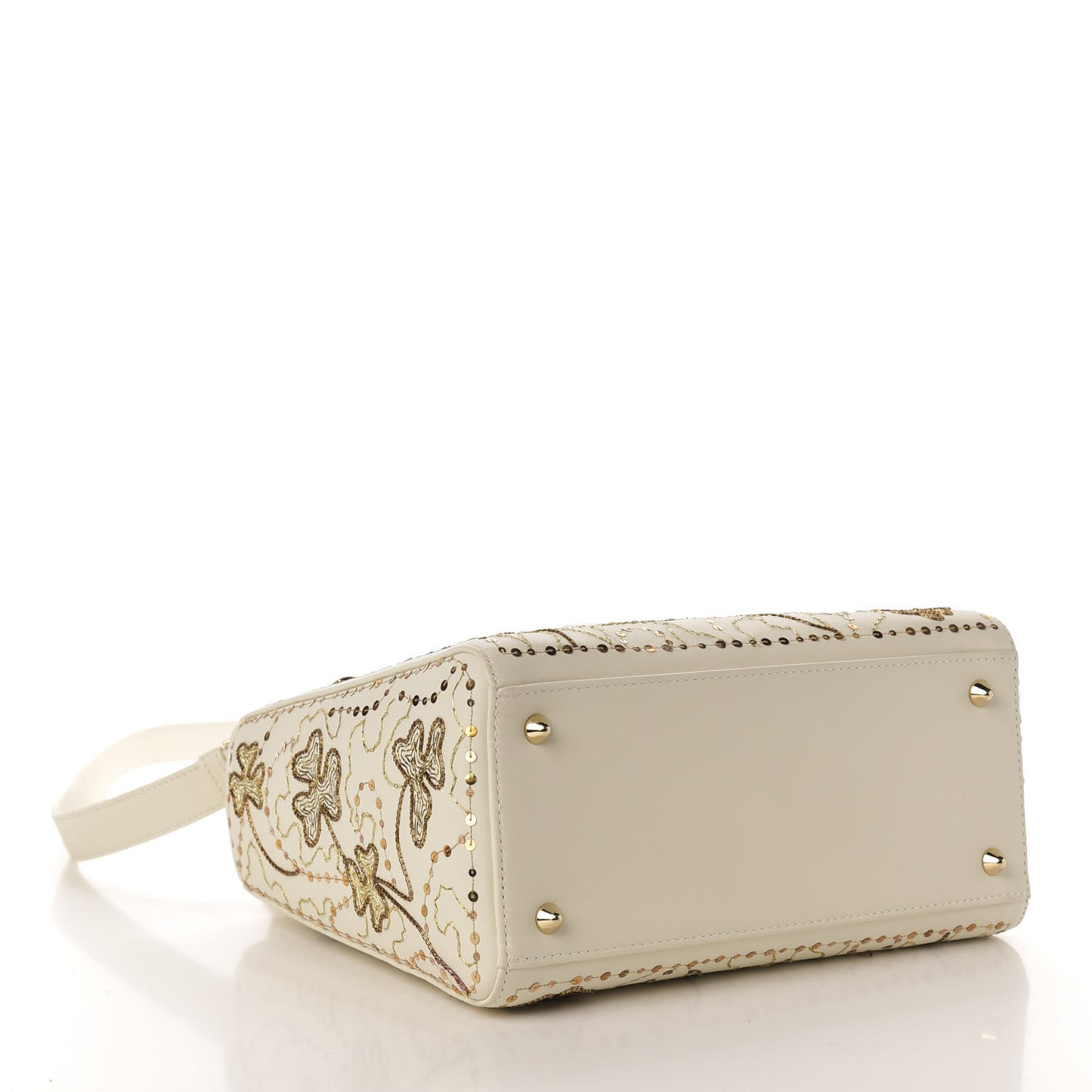 Smooth Calfskin Embroidered Medium Lady Dior White
