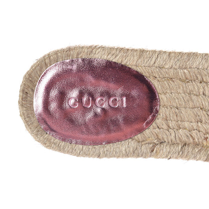 Gucci Metallic Nappa Matelasse GG Marmont Espadrille Slide Sandals 38 Rosa 8 of 11