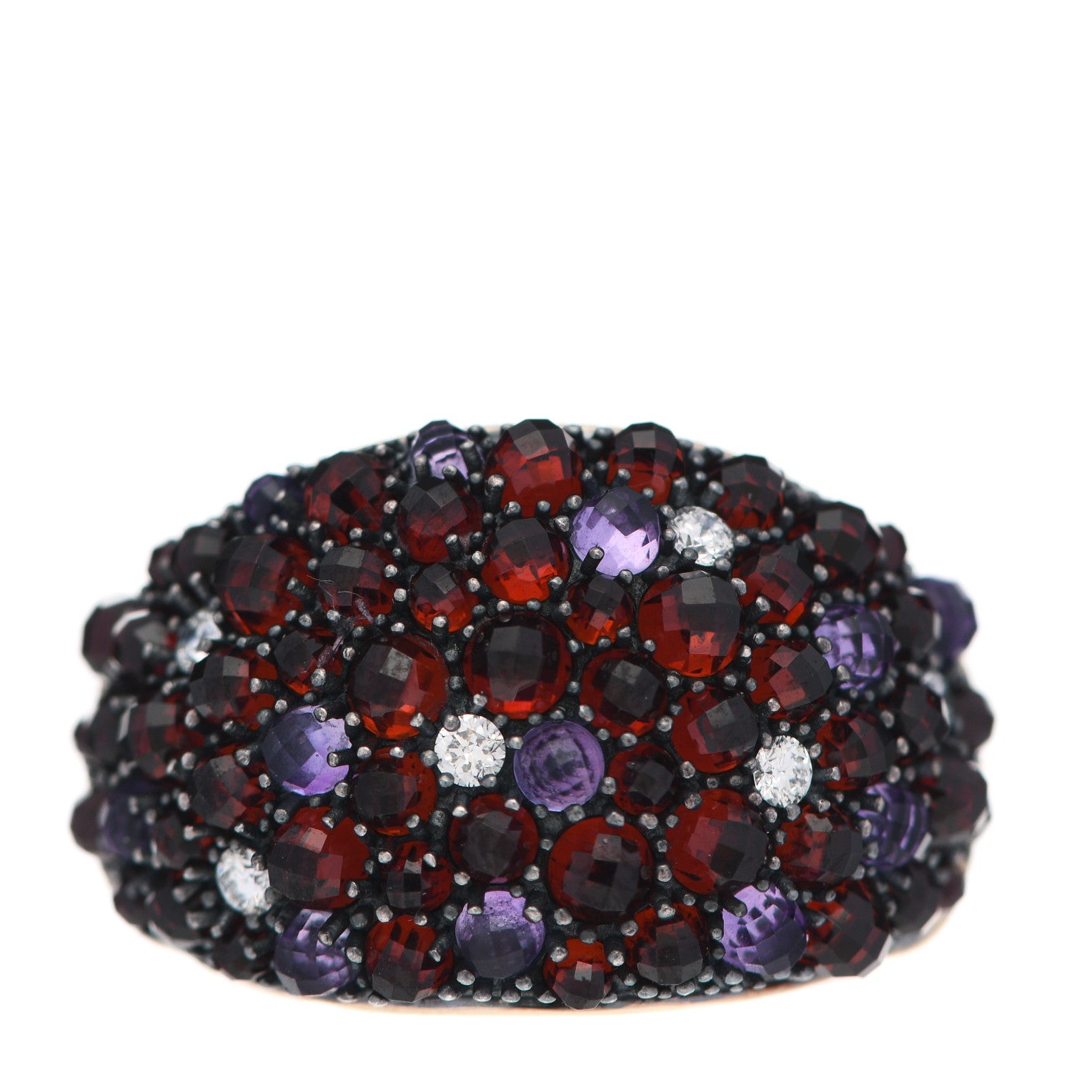 David Yurman 18K Yellow Gold Sterling Silver Diamond Spessartine Garnet Amethyst Osetra Cable Ring 57 8 1 of 6