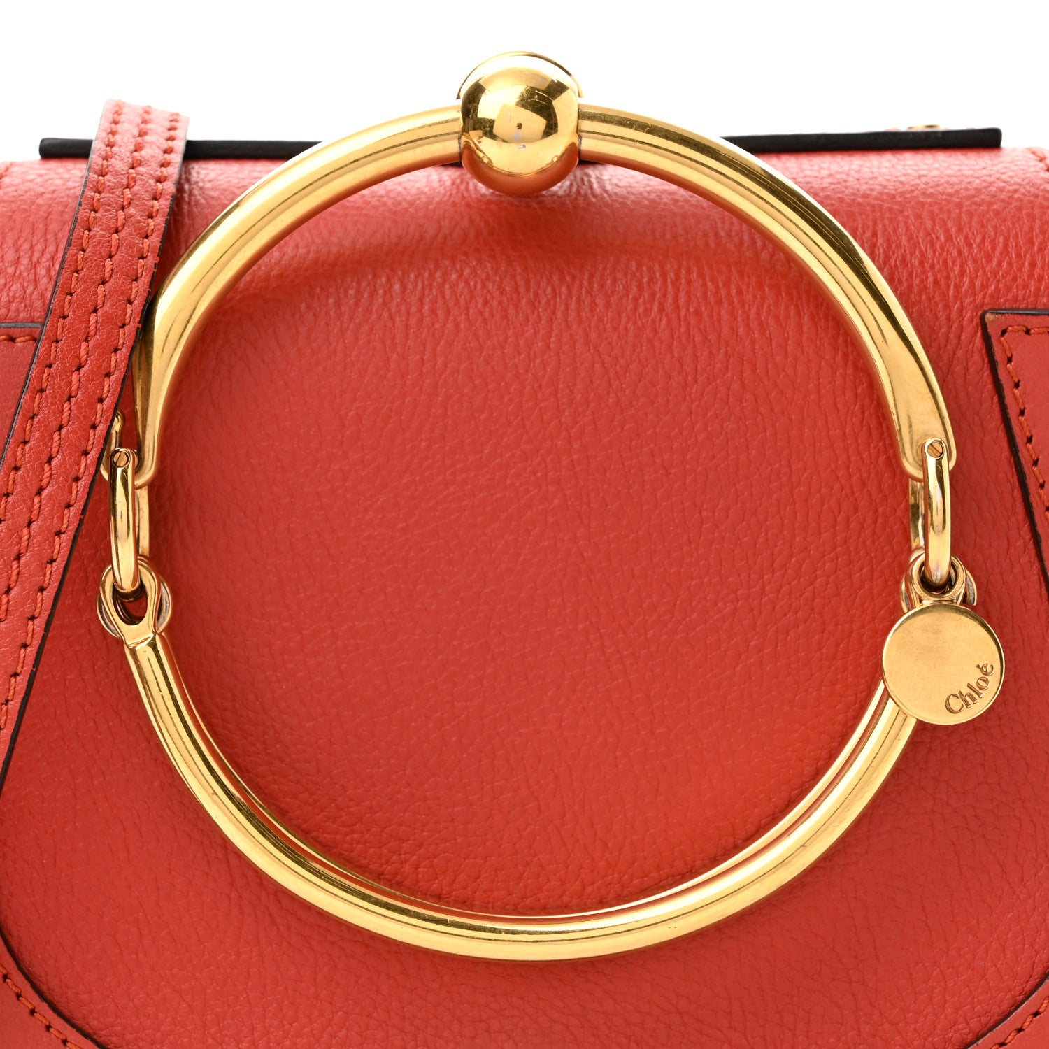 Chloe Calfskin Suede Small Nile Bracelet Bag Sepia Red 7 of 9