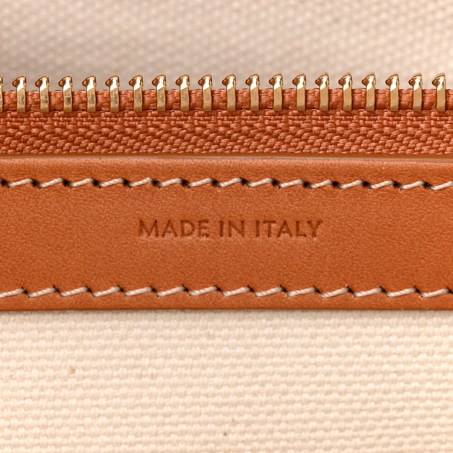 Canvas Calfskin Logo Print Horizontal Cabas Natural Tan