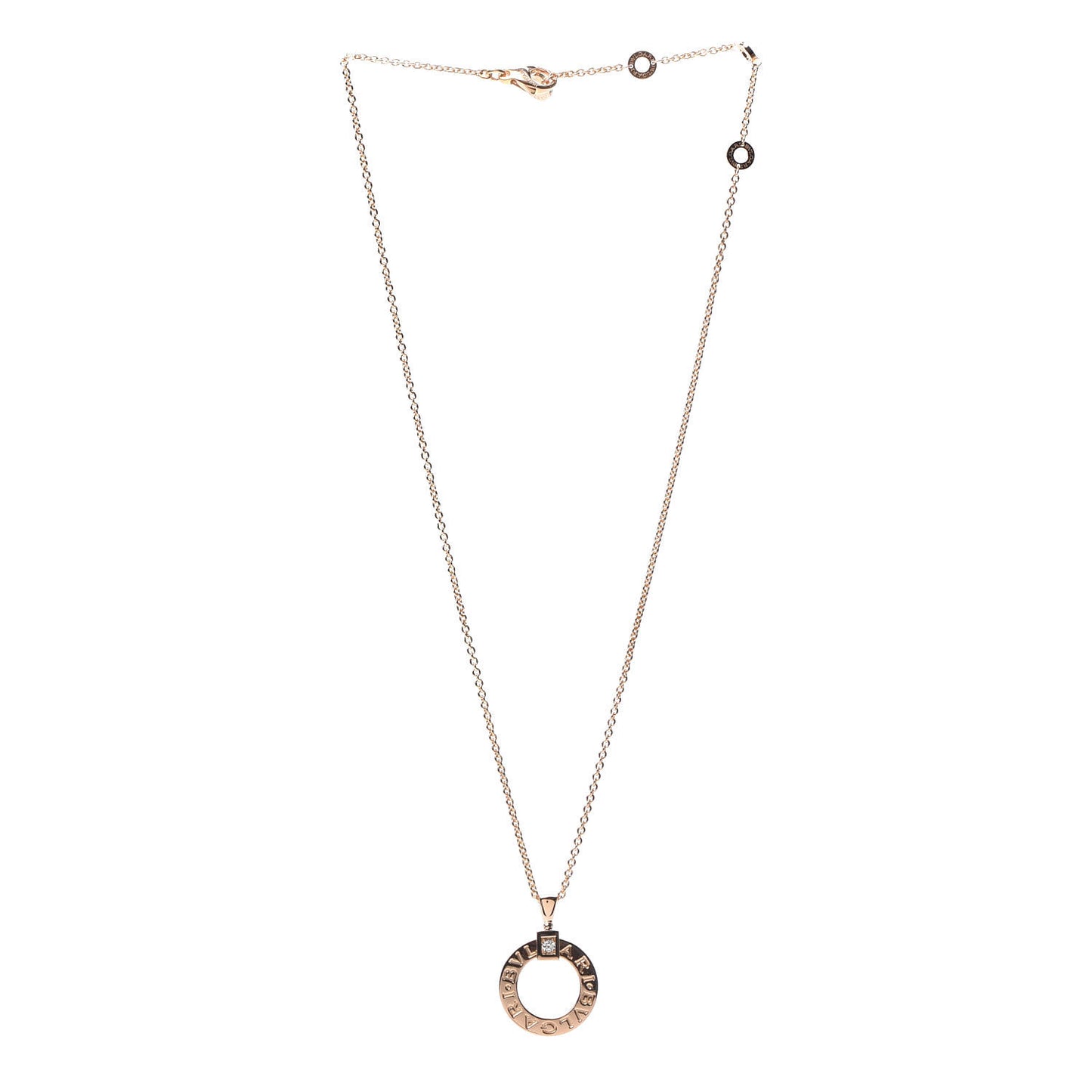 18K Rose Gold Diamond BVLGARI BVLGARI Pendant Necklace