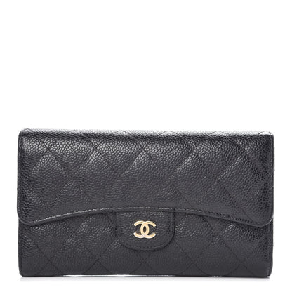 Chanel Caviar Quilted Long Flap Wallet Black 1 of 9