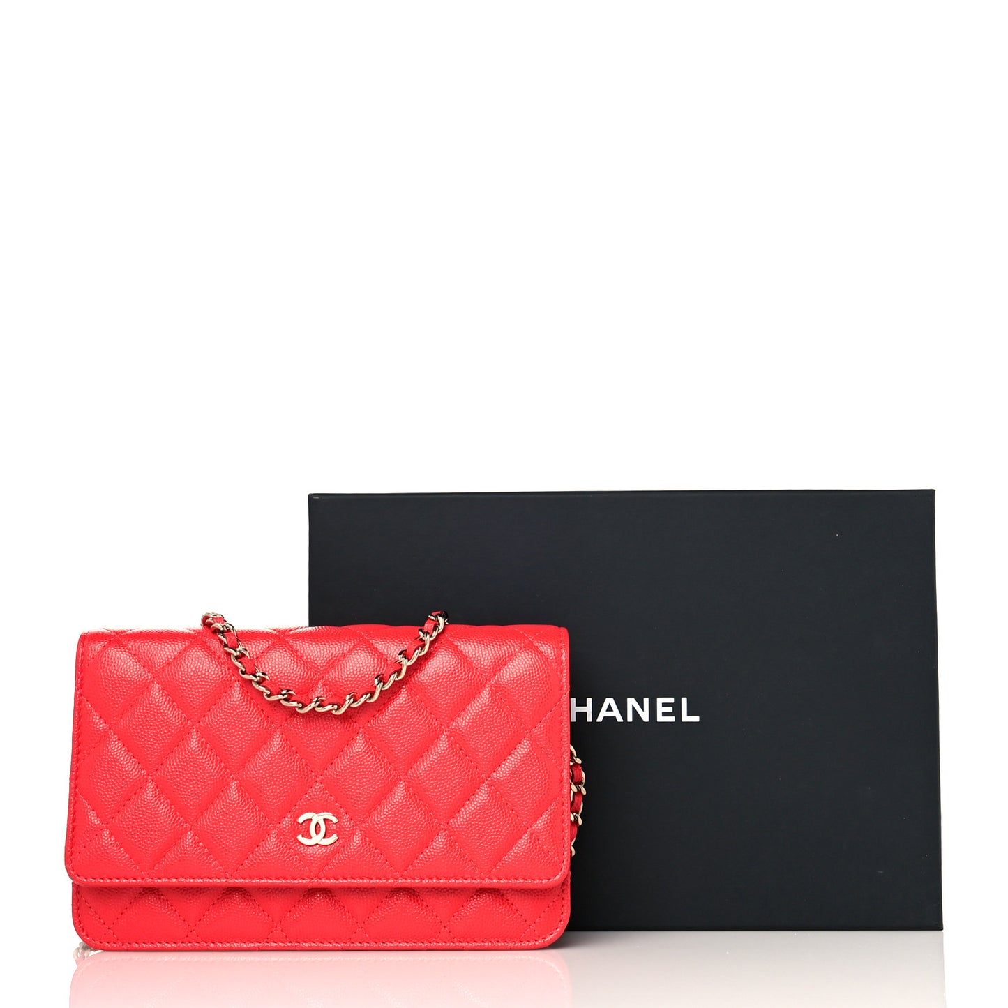 Caviar Quilted Wallet On Chain WOC Red
