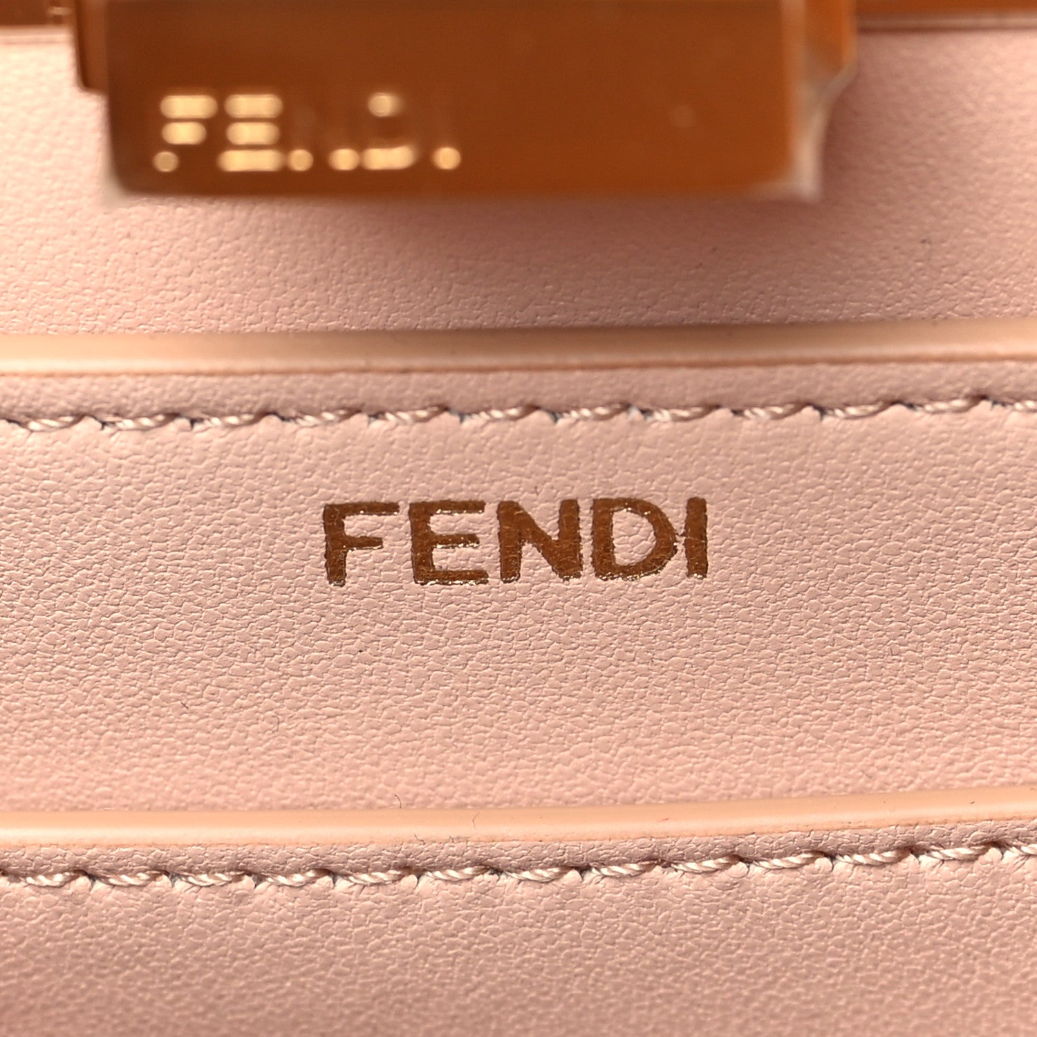 Fendi Vitello Seta Nappa Bi-Color Small Peekaboo I SEE U Satchel Miele Scuro Light Rose Ghianda 5 of 9
