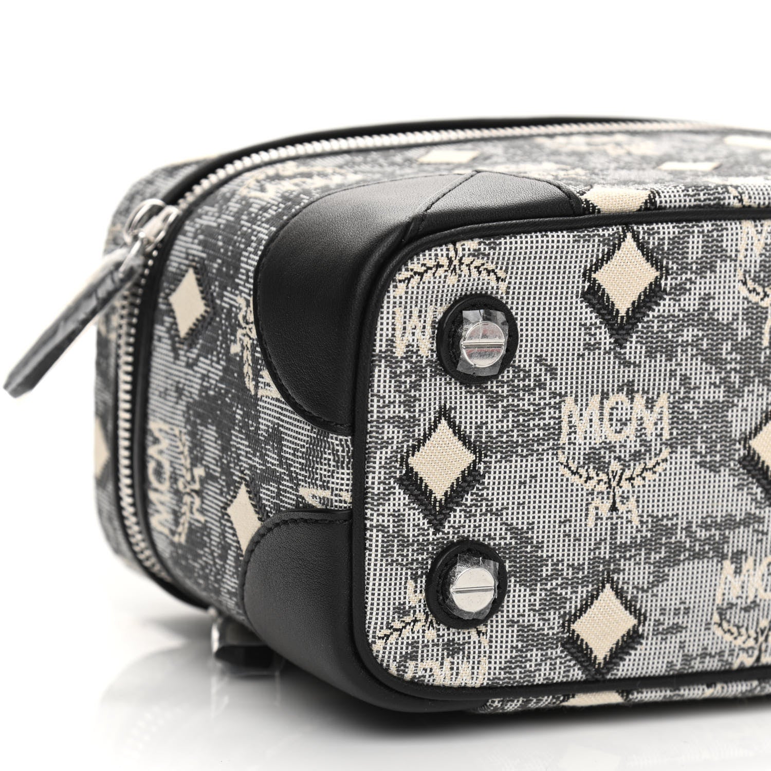 MCM Vintage Jacquard Monogram Rockstar Small Vanity Crossbody Bag Grey 8 of 9