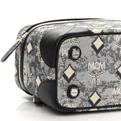 MCM Vintage Jacquard Monogram Rockstar Small Vanity Crossbody Bag Grey 8 of 9