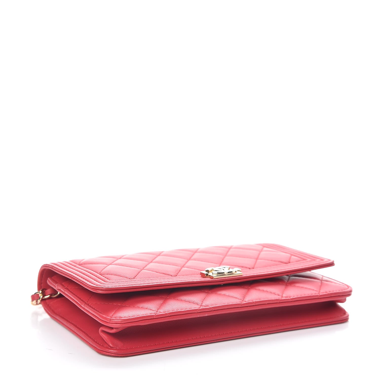 Chanel Lambskin Quilted Boy Wallet On Chain WOC Dark Pink 4 of 12
