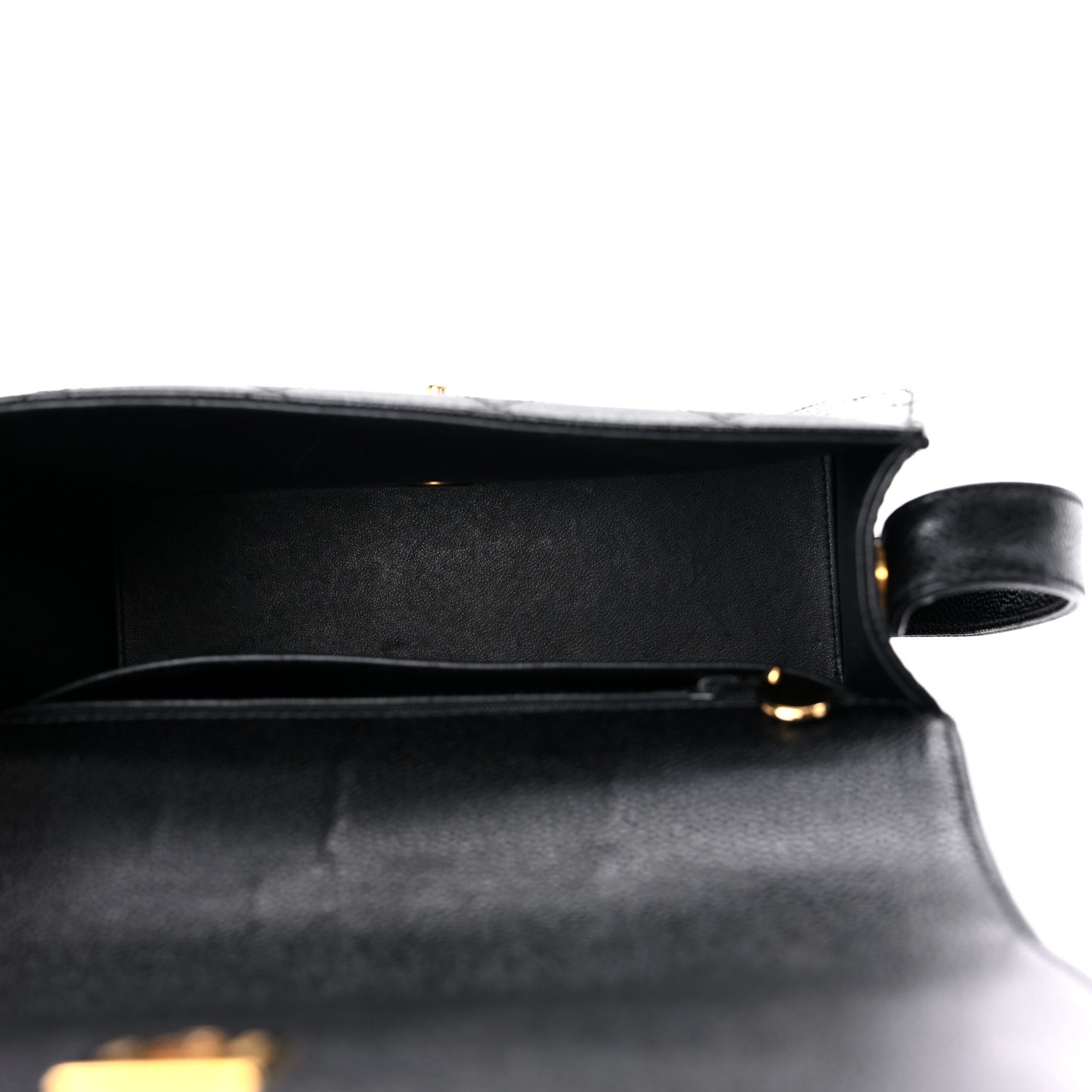 Caviar Stitched Shoulder Flap Bag Black