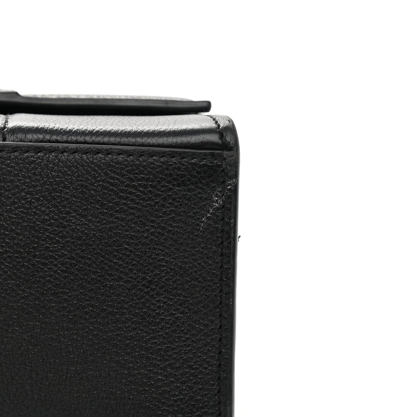 Grained Calfskin Medium Hourglass Top Handle Bag Black