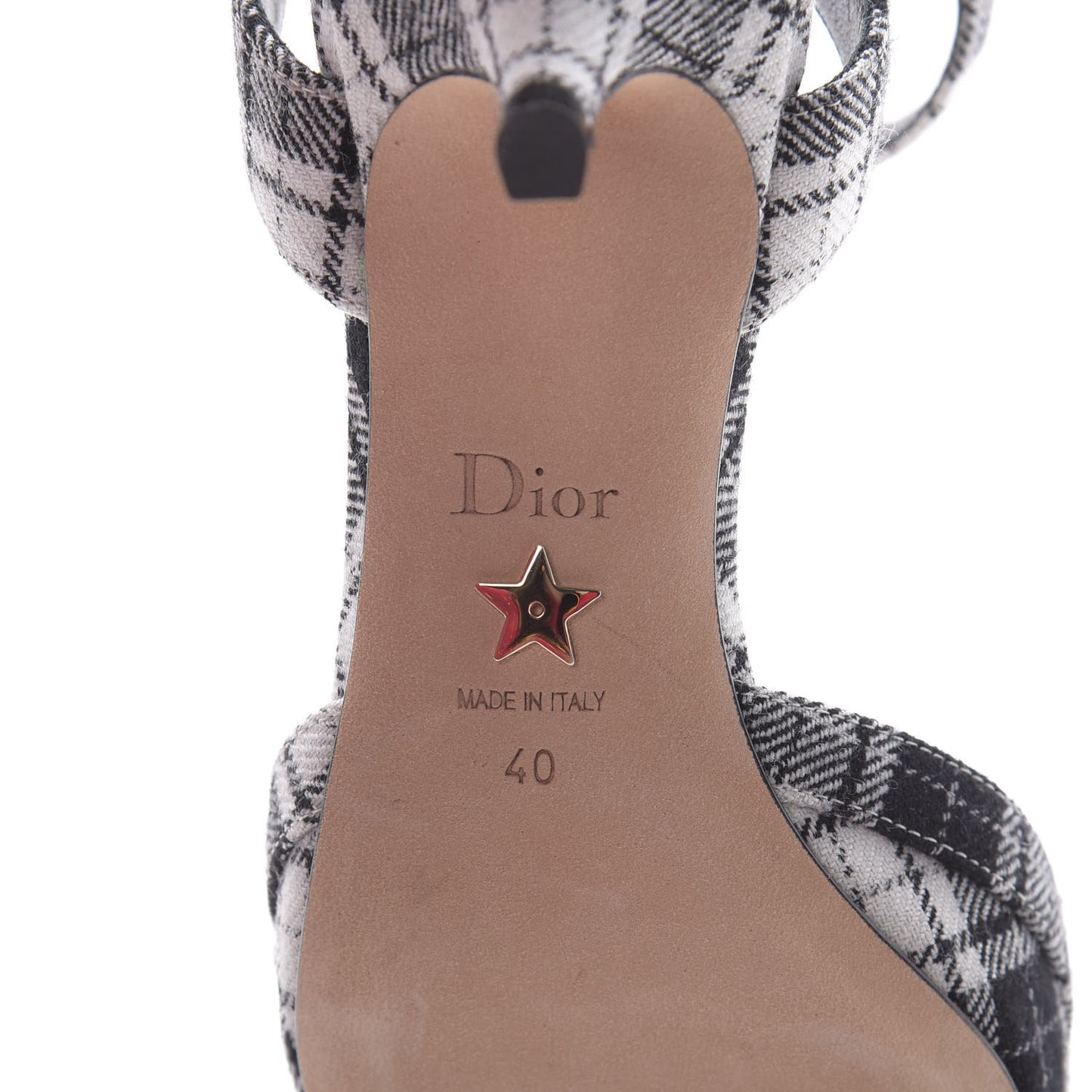 Canvas Tartan Gang Ankle Strap Slingback Pumps 40 Black