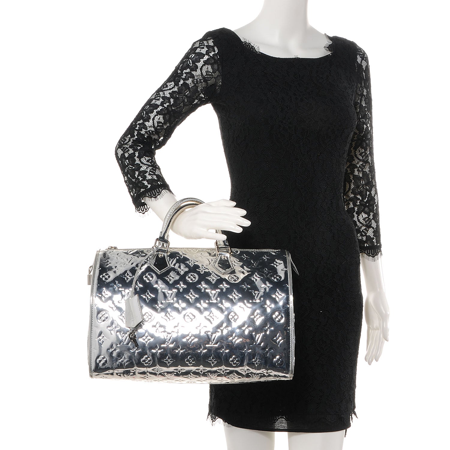 Louis Vuitton Monogram Miroir Speedy 35 Silver 2 of 9