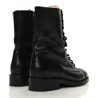 Chanel Calfskin Lace Up Combat Boots 41 Black 4 of 8