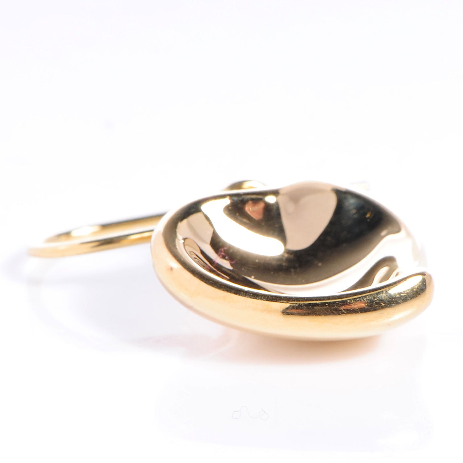 Tiffany 18K Yellow Gold Elsa Peretti Full Heart Drop Earrings 4 of 4