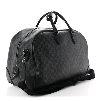Gucci GG Supreme Monogram Calfskin GG Emblem Medium Duffle Bag Black 2 of 9