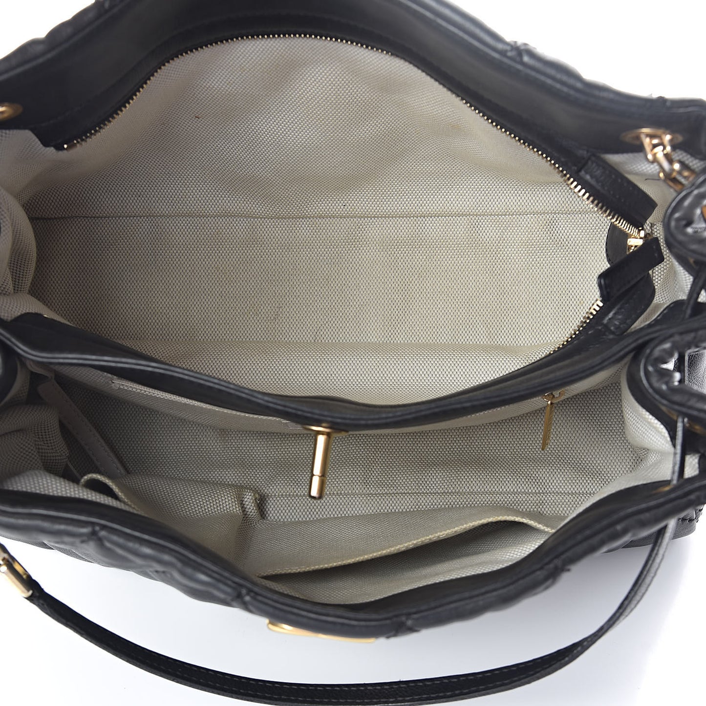 Calfskin Quilted Large Retro Chain Tote Black